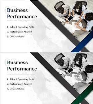 비즈니스 성과 분석을 위한 모던 라인 간지 슬라이드