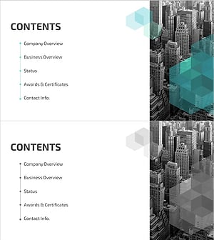 육각형 입체 회사소개서 템플릿 목차 - 시각적으로 매력적인 구성