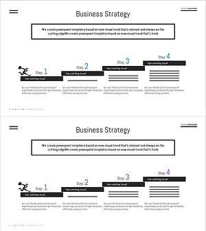 계단형 STEP 4 다이어그램 – 사업 전략과 마케팅 계획 시각화