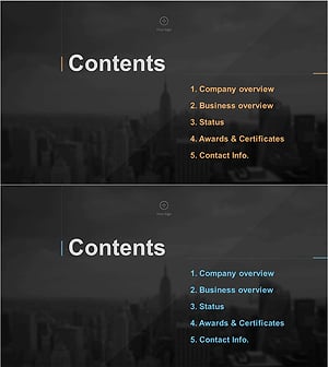 세련된 회사소개서 템플릿 목차