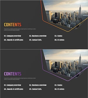 육각형 패턴 회사소개서 목차 – 전문성과 신뢰
