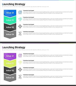 단계별 출시 전략 다이어그램 – 사업 비전과 마케팅 전략