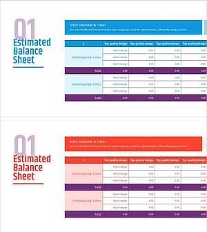사업 대차대조표 테이블 – 전문적인 재무 관리