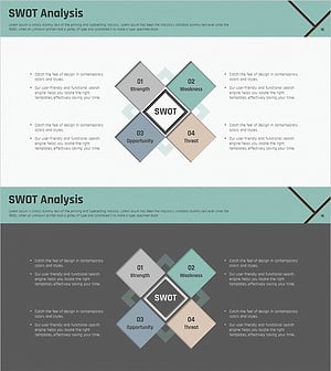 다이아몬드 중첩 SWOT 다이어그램