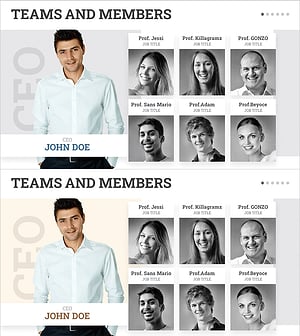 보고서용 조직도 PPT 슬라이드 – 대표자 및 주요 팀 인력