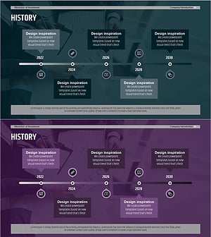 텍스트 박스 연혁 다이어그램 템플릿 – 회사 소개 및 사업 추진 전략