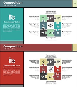 비즈니스 구성내용 퍼즐 다이어그램 – 사업소개 및 클러스터 표현