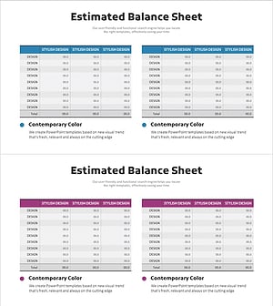 Estimated Balance Sheet Table – A Benchmark for Financial Planning
