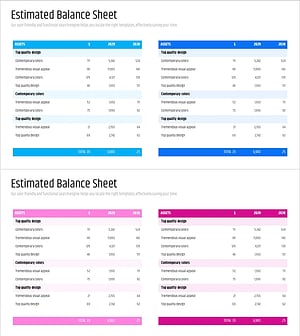 블루 핑크 대차대조표 슬라이드 – 재무 성과의 필수템