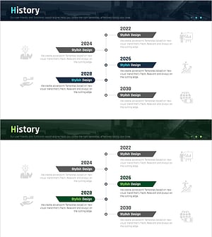 픽토그램 연혁 다이어그램 – 회사 소개를 위한 시각적 다이어그램
