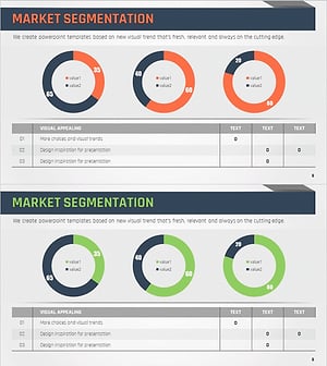 시장 분석 도넛 차트 및 테이블 슬라이드