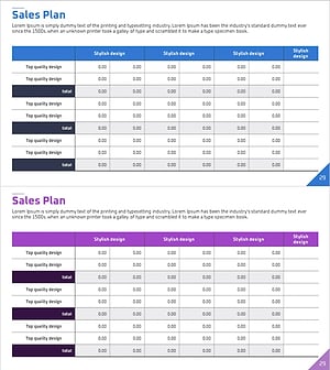 판매 계획 테이블 차트 – 효율적인 운영 관리