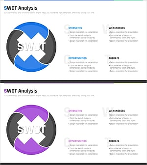Blue Purple SWOT Analysis Diagram