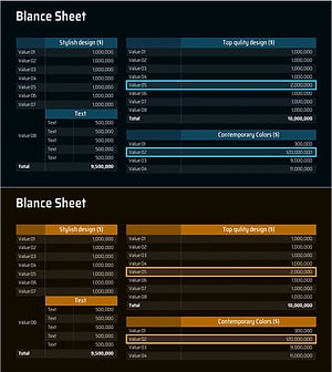 대차대조표 슬라이드 – 재무 성과와 디자인의 조화