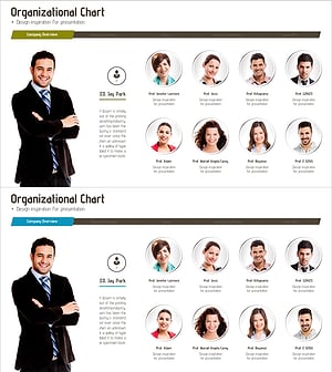 미래를 선도하는 대표 및 팀 – 조직도 PPT 템플릿