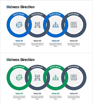 연결 중첩 원 다이어그램 – 사업 비전과 전략 시각화
