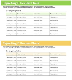보고 및 검토계획 테이블 – 사업 관리 및 고객 성공 사례