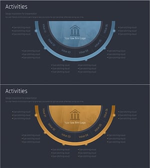 사법 서비스 비즈니스 활동의 시각화된 인포그래픽 슬라이드