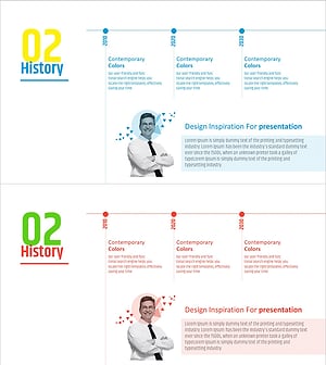 Business History & Representative Introduction Slide – Cluster Design Visualizing Company Timeline