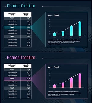 수익 성장 분석 그래프 & 테이블 - 금융 조건 및 데이터 시각화