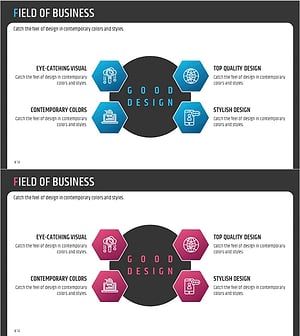 Hexagon Theme Business Areas – Visual Clarity with Contemporary Colors