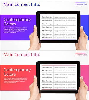 패드 목업 슬라이드로 회사 비전과 사업 소개 시각화
