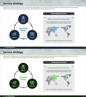 서비스 전략 슬라이드 – 글로벌 마케팅을 위한 다이어그램
