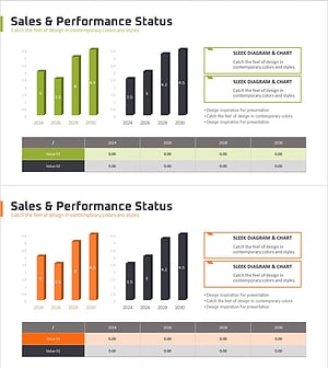 성과분석 3D 막대 차트 & 테이블표 – 시장 및 성과 분석