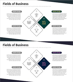 비즈니스 영역 둥근 사각 다이어그램 – 사업 소개