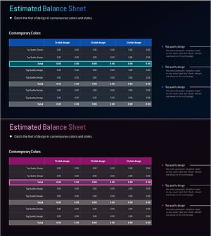 대차대조표 차트를 활용한 재무 계획 슬라이드