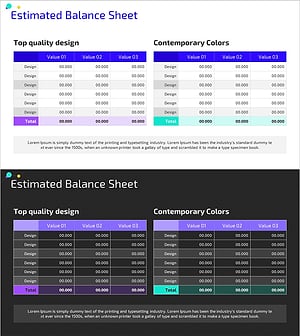 대차대조표 테이블 슬라이드 – 재무계획의 기반