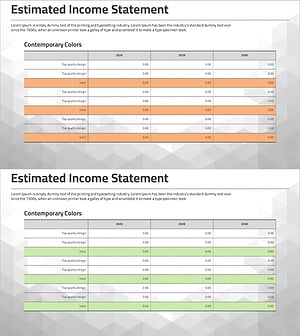 추정 소득 보고서 분석표 – 재무계획과 성과