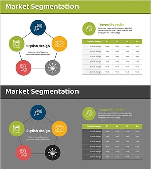 오각형 다이어그램 & 테이블 차트 – 시장 분석 및 경쟁사 분석