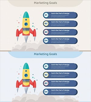 로켓 일러스트 목표 다이어그램 – 마케팅 전략과 비전