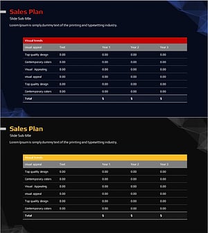 판매 & 투자 계획표 슬라이드 템플릿