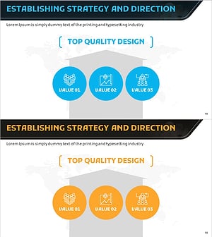 글로벌 비즈니스 전략 목표를 시각화한 슬라이드 – 데이터 기반의 비전 제시
