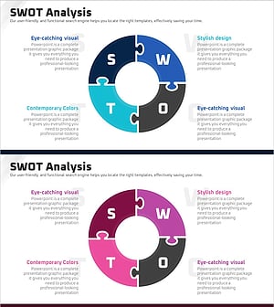 SWOT 분석 퍼즐 연결 다이어그램 – 시장 상황을 시각화