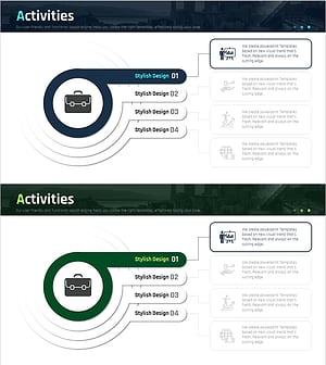 비즈니스 활동을 시각화한 슬라이드 – 혁신적 구성요소