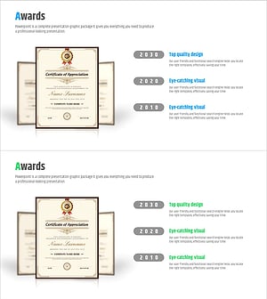 연도별 수상 경력 슬라이드 – 인상적인 다이어그램으로 전달하는 성과