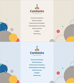 로켓 일러스트 테마 마케팅 기획 템플릿 목차