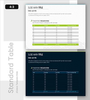 그린 블루 스탠다드 테이블 – 재무 계획 시각화