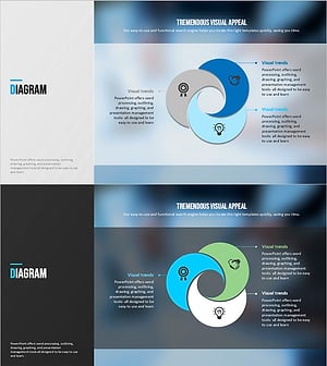 모던 블루 템플릿 다이어그램 – 제품/서비스 특성 및 혜택