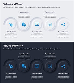 기업 핵심 가치와 비전 다이어그램 – 회사 소개를 효과적으로 시각화