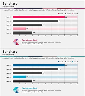 삼각형 패턴 와이드 PPT 템플릿 – 가로막대 그래프