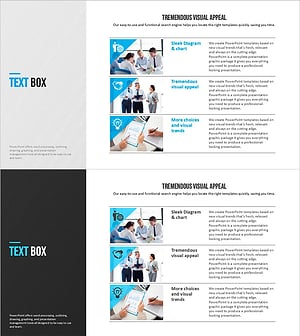 모던 블루 템플릿 텍스트 박스 – 제품 및 사업 전략 소개