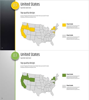 다섯가지 컬러 와이드 템플릿 – 지도 표현이 강조된 프레젠테이션