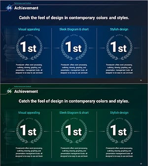 스타일리시한 디자인의 성과 발표 슬라이드