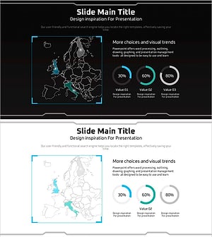 기하학 무늬 와이드 PPT 지도 & 도넛차트