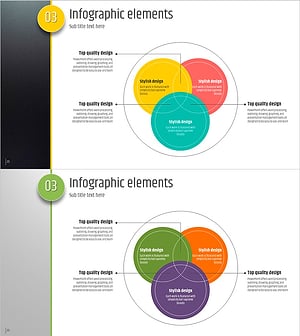 다섯가지 컬러로 구성된 인포그래픽 템플릿 – 사업 비전과 핵심 가치 전달