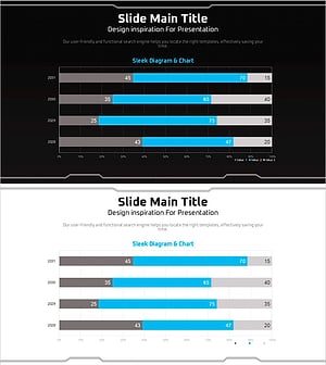 기하학 무늬 와이드 피피티 가로막대 세분화 그래프